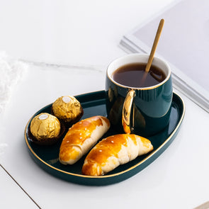 Afternoon tea dessert plate ceramic mug cup with spoon