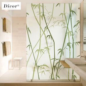 DICOR Nordic Static Cling Film Window Stickers Frosted Vinyl Stained Glass Sticker Bamboo Green Decorative Films No Glue BLT1144