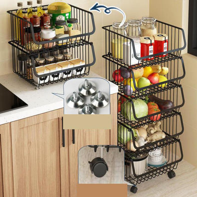 Kitchen shelf vegetable rack floor multi-layer dish rack storage