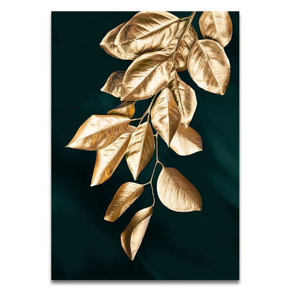 Abstract Golden Plant Leaves  Art Aisle Living Room Unique Decoration