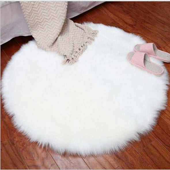 Pure Color Soft Faux Fur Wool Living Room Sofa Carpet