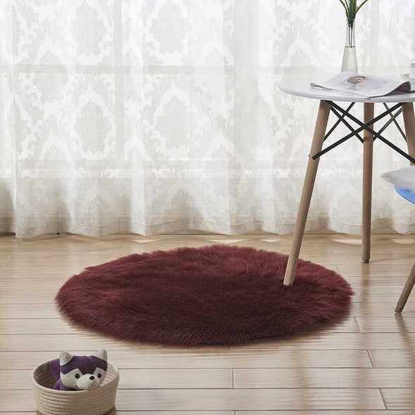 Pure Color Soft Faux Fur Wool Living Room Sofa Carpet