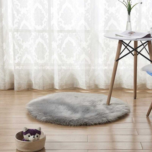 Pure Color Soft Faux Fur Wool Living Room Sofa Carpet