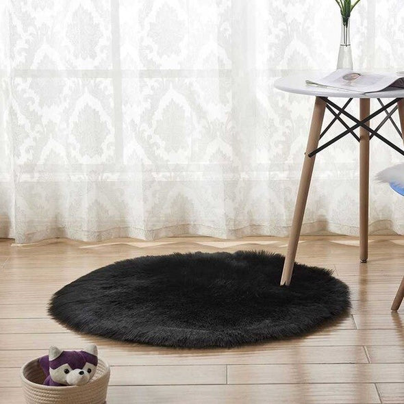 Pure Color Soft Faux Fur Wool Living Room Sofa Carpet