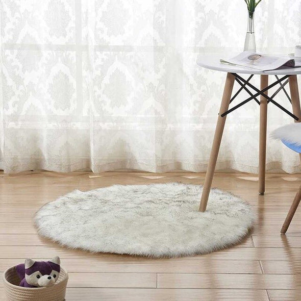 Pure Color Soft Faux Fur Wool Living Room Sofa Carpet