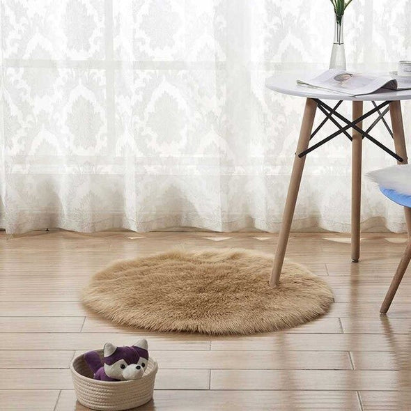 Pure Color Soft Faux Fur Wool Living Room Sofa Carpet