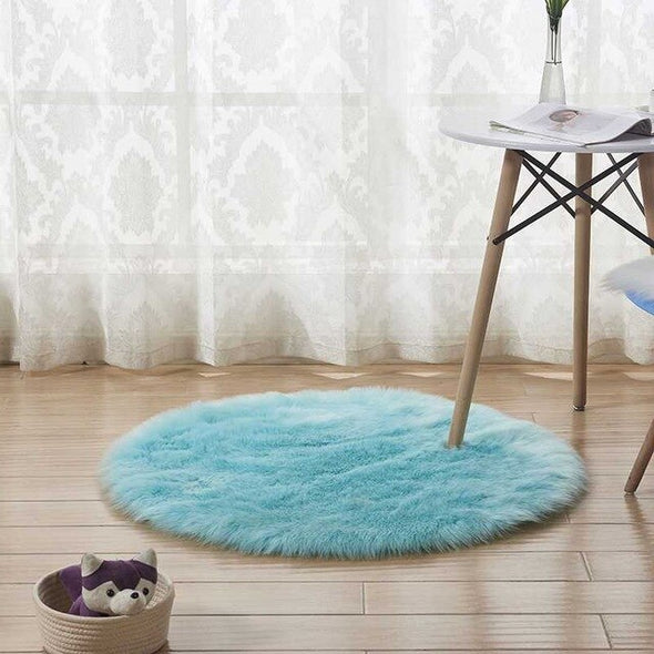 Pure Color Soft Faux Fur Wool Living Room Sofa Carpet