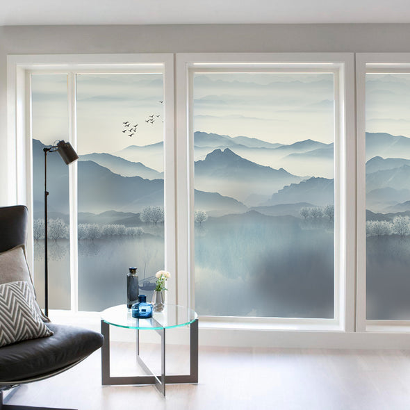 Electrostatic adhesive Nordic illustration bedroom sliding door window