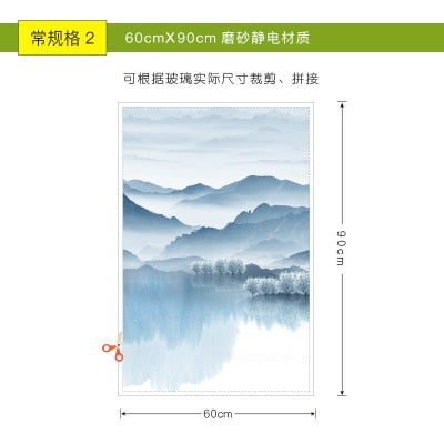 Electrostatic adhesive Nordic illustration bedroom sliding door window