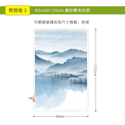 Electrostatic adhesive Nordic illustration bedroom sliding door window